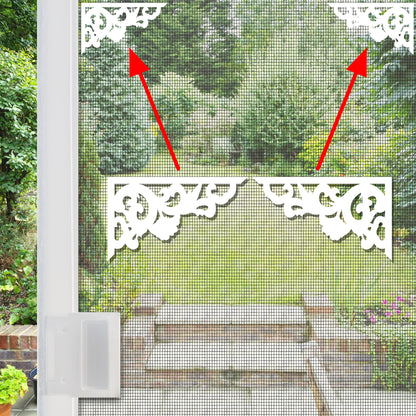 Flexible Screen Door Magnets (Not for Retractable/Glass) - Two-Corner White Flourish (Small)