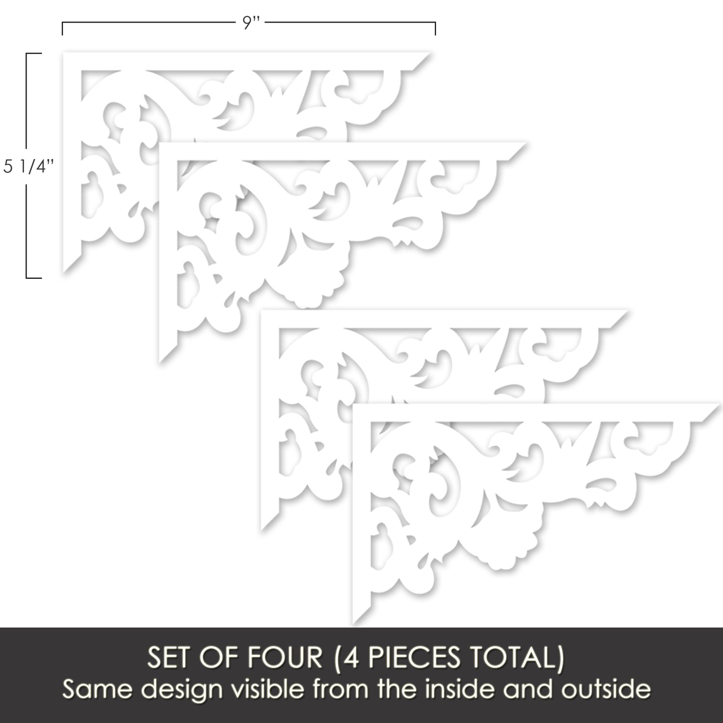 Flexible Screen Door Magnets (Not for Retractable/Glass) - Two-Corner White Flourish (Small)