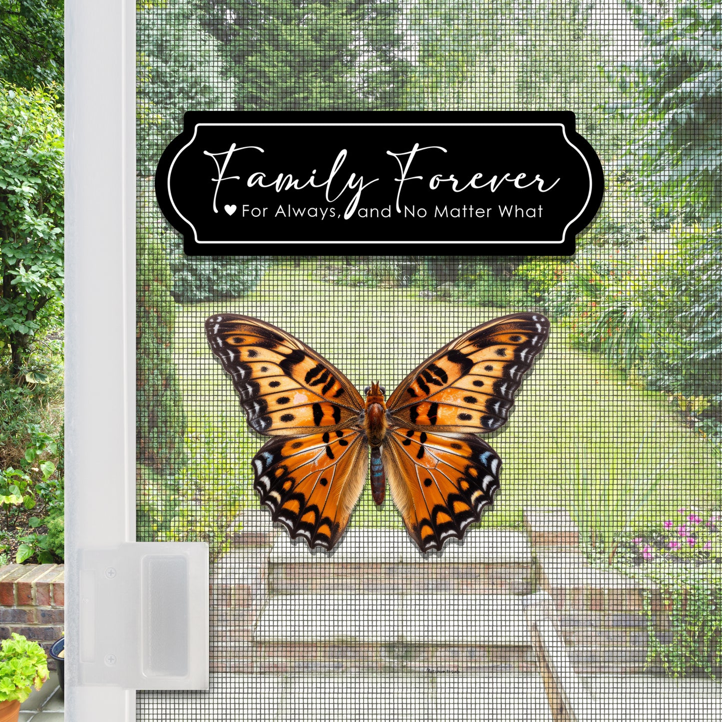 Decorations for Screen Windows & Doors (Set of 4) - Forever Family + Orange Butterfly