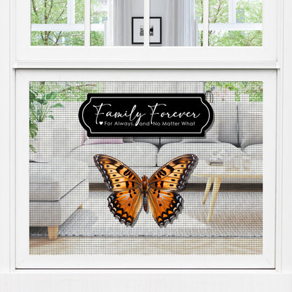 Decorations for Screen Windows & Doors (Set of 4) - Forever Family + Orange Butterfly