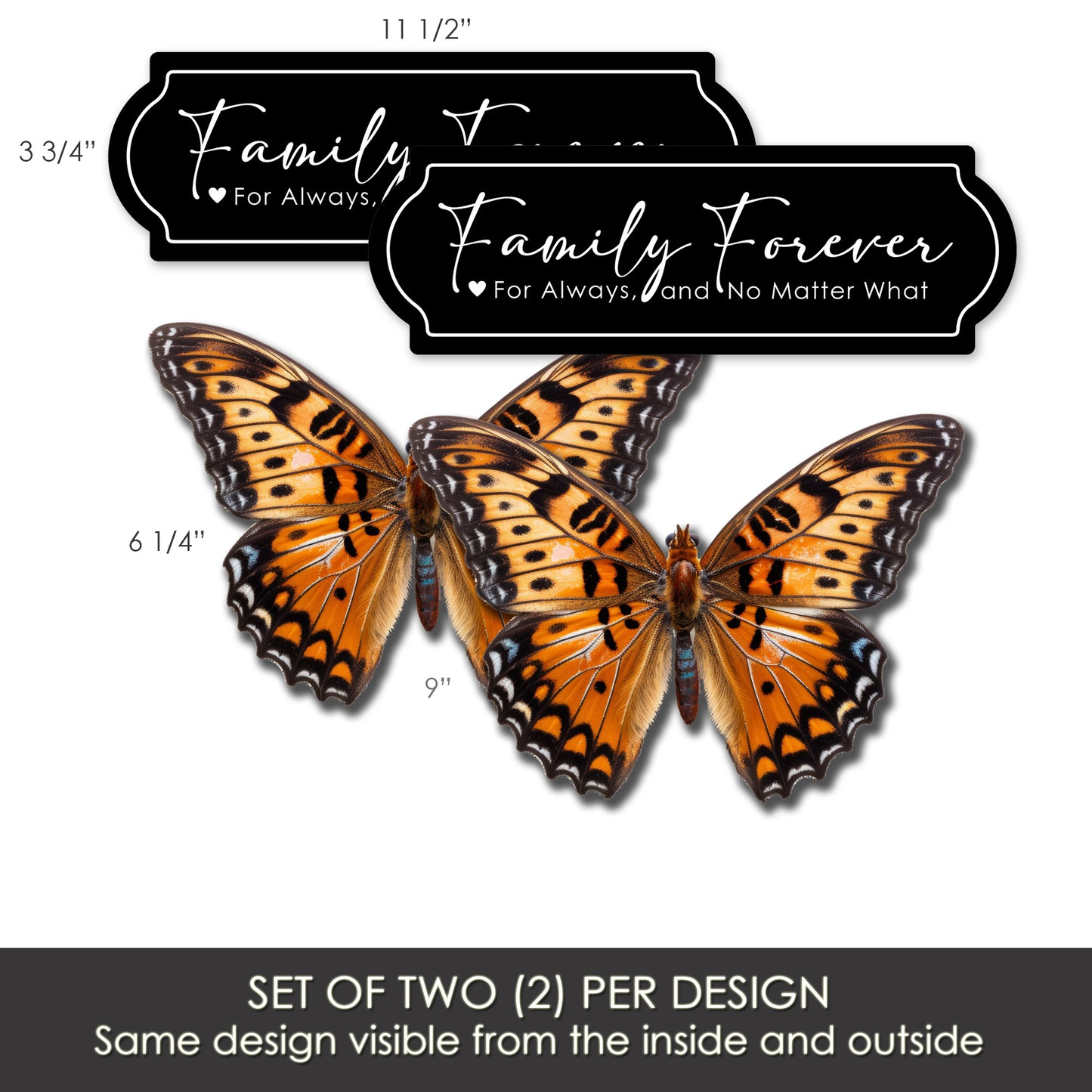 Decorations for Screen Windows & Doors (Set of 4) - Forever Family + Orange Butterfly