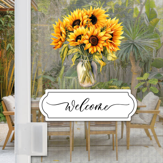 Flexible Screen Door Magnets (Set of 2) - Welcome + Sunflowers