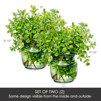 Decorations for Screen Windows & Doors (Set of 2) - (Small) Green Plant