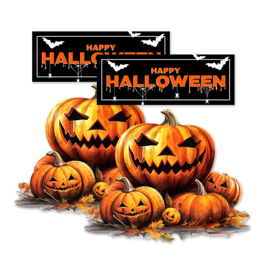 Decorations for Screen Windows & Doors (Set of 4) - Halloween + Jack O Lantern