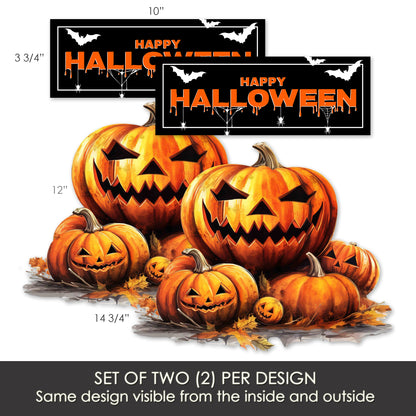 Decorations for Screen Windows & Doors (Set of 4) - Halloween + Jack O Lantern