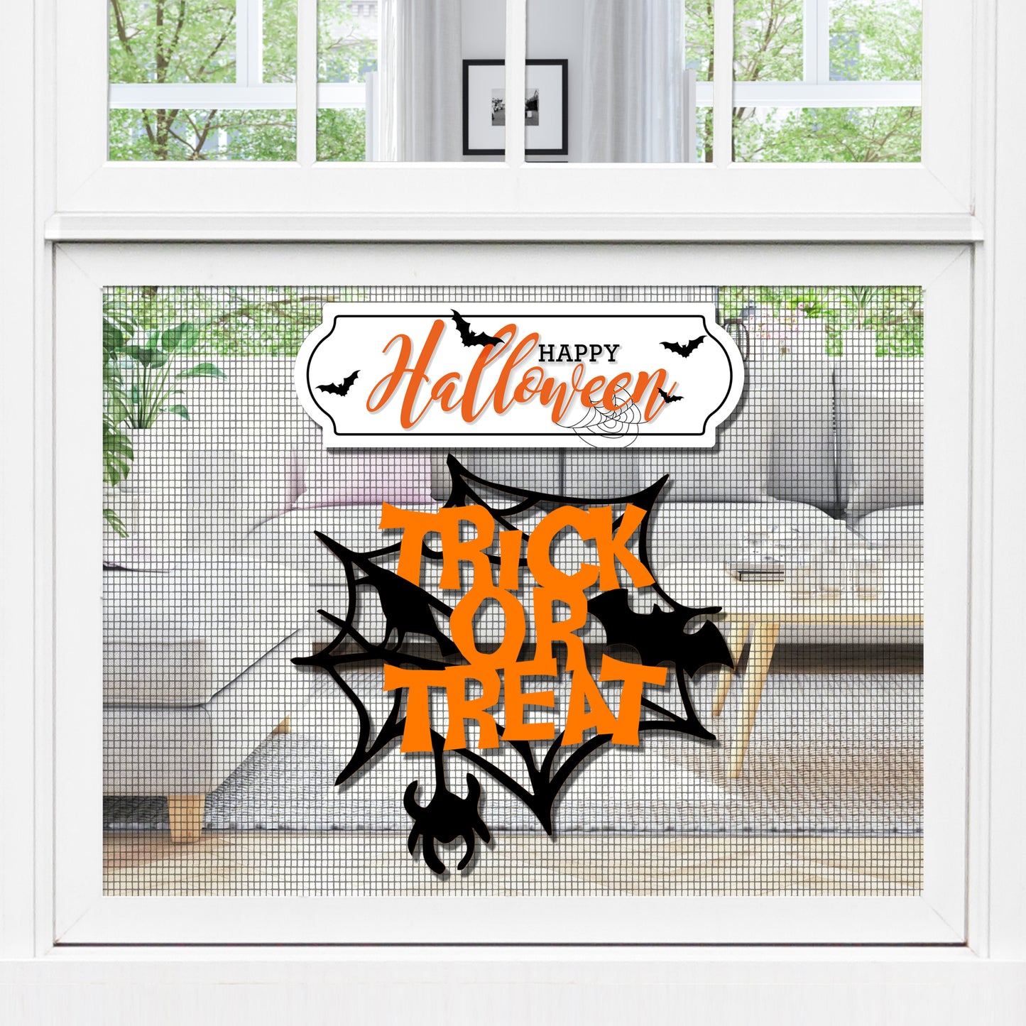 Decorations for Screen Windows & Doors (Set of 4) - Halloween + Trick or Treat