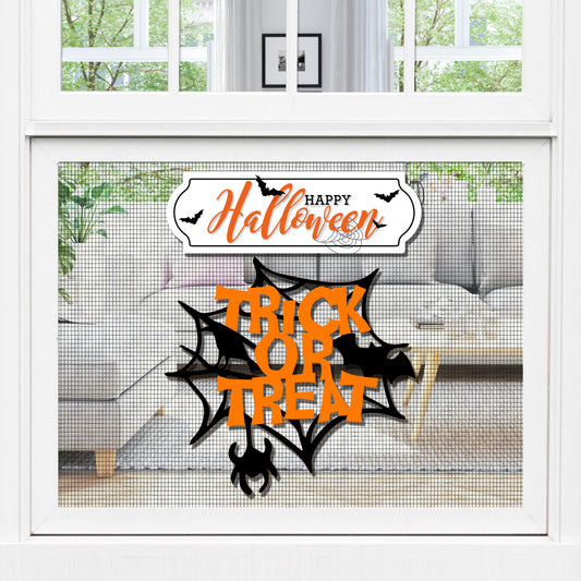 Decorations for Screen Windows & Doors (Set of 4) - Halloween + Trick or Treat