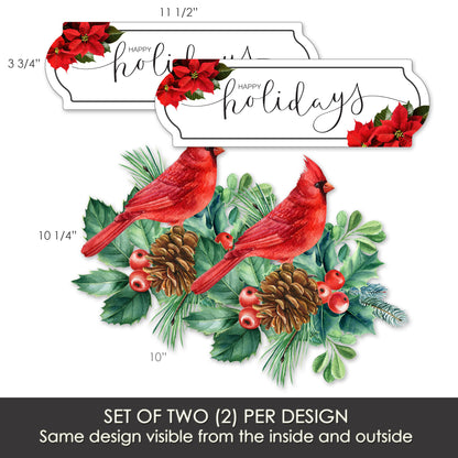 Decorations for Screen Windows & Doors (Set of 4) - Holidays + Red Cardinal