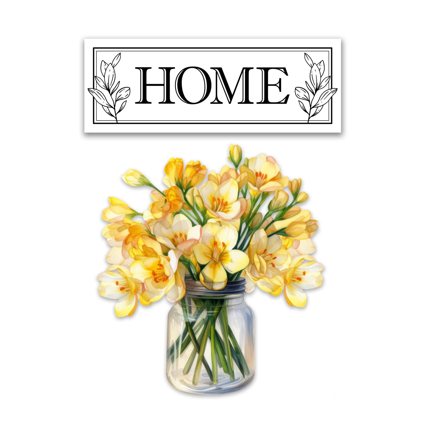 Decorations for Screen Windows & Doors (Set of 4) - Home Leaves + (Small) Yellow Floral