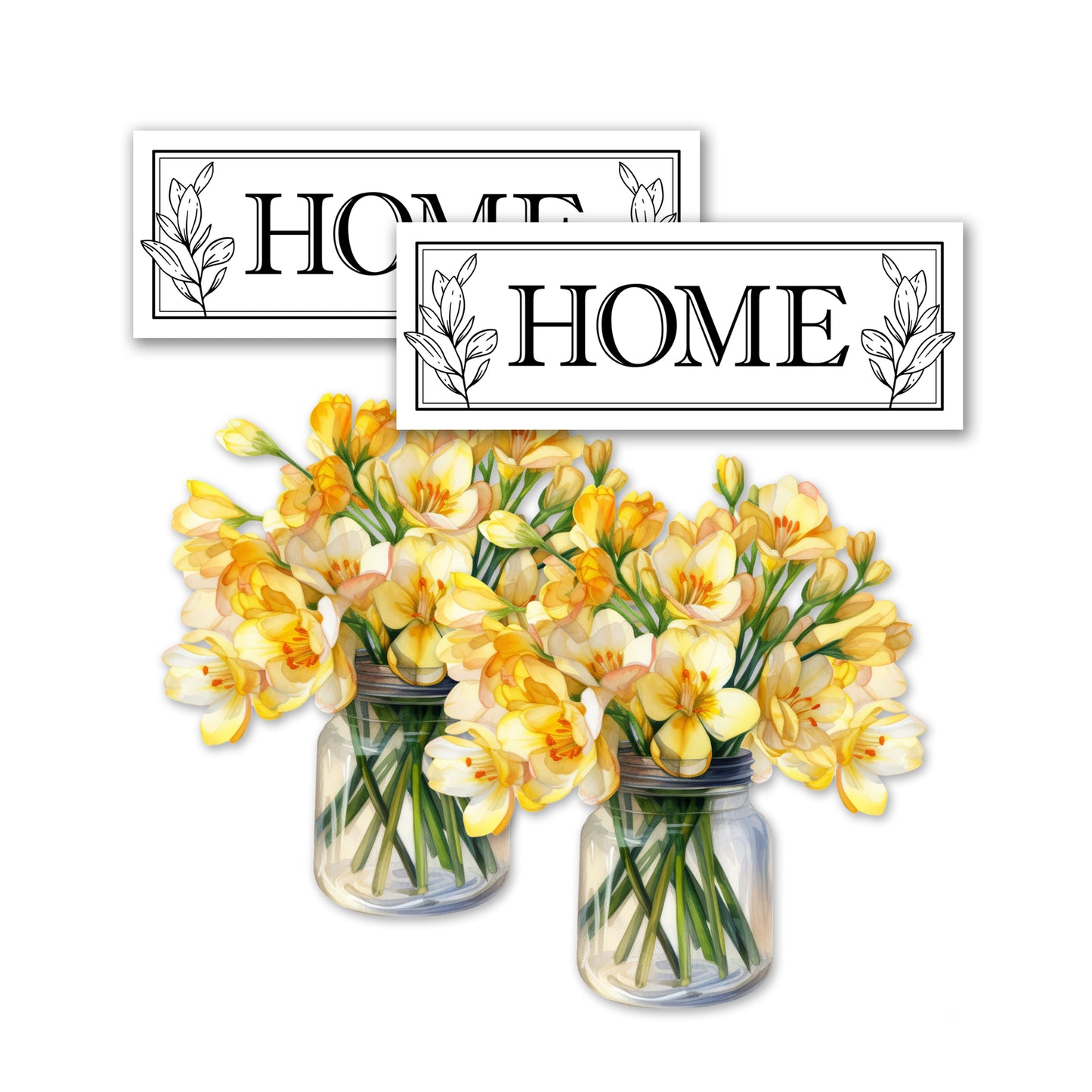 Decorations for Screen Windows & Doors (Set of 4) - Home Leaves + (Small) Yellow Floral