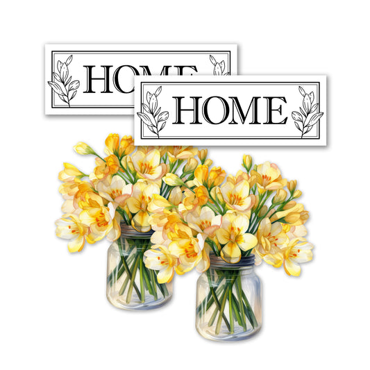 Decorations for Screen Windows & Doors (Set of 4) - Home Leaves + (Small) Yellow Floral