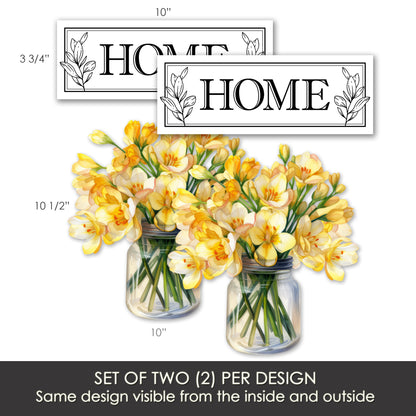 Decorations for Screen Windows & Doors (Set of 4) - Home Leaves + (Small) Yellow Floral