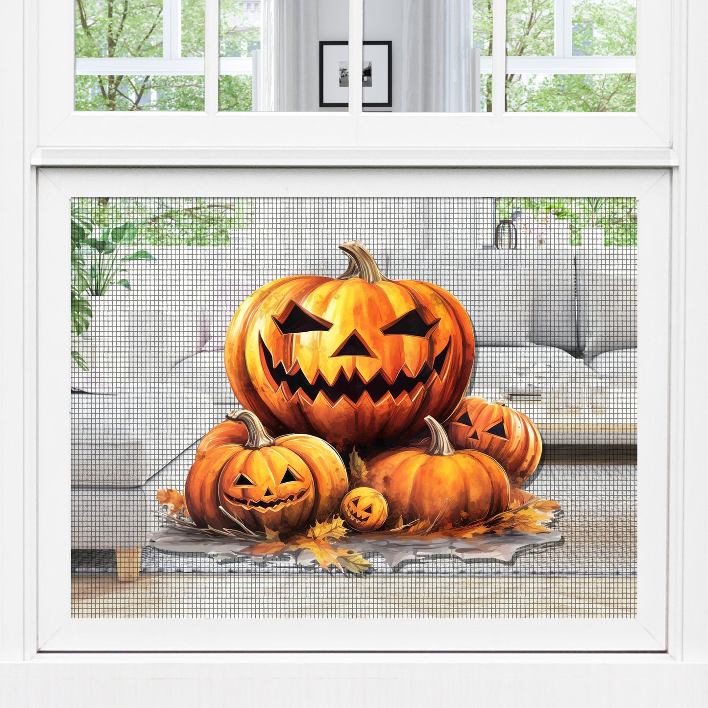 Decorations for Screen Windows & Doors (Set of 2) - Jack-o-Lantern