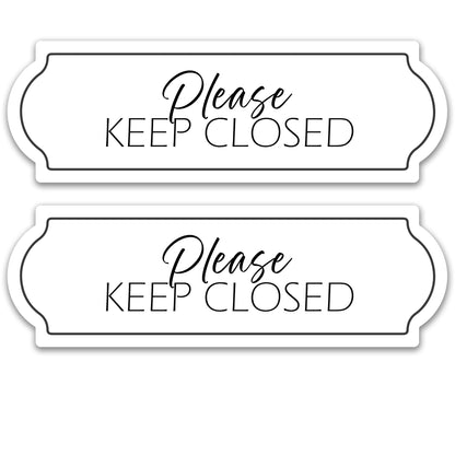 Decorations for Screen Windows & Doors (Set of 2) - Keep Closed in White