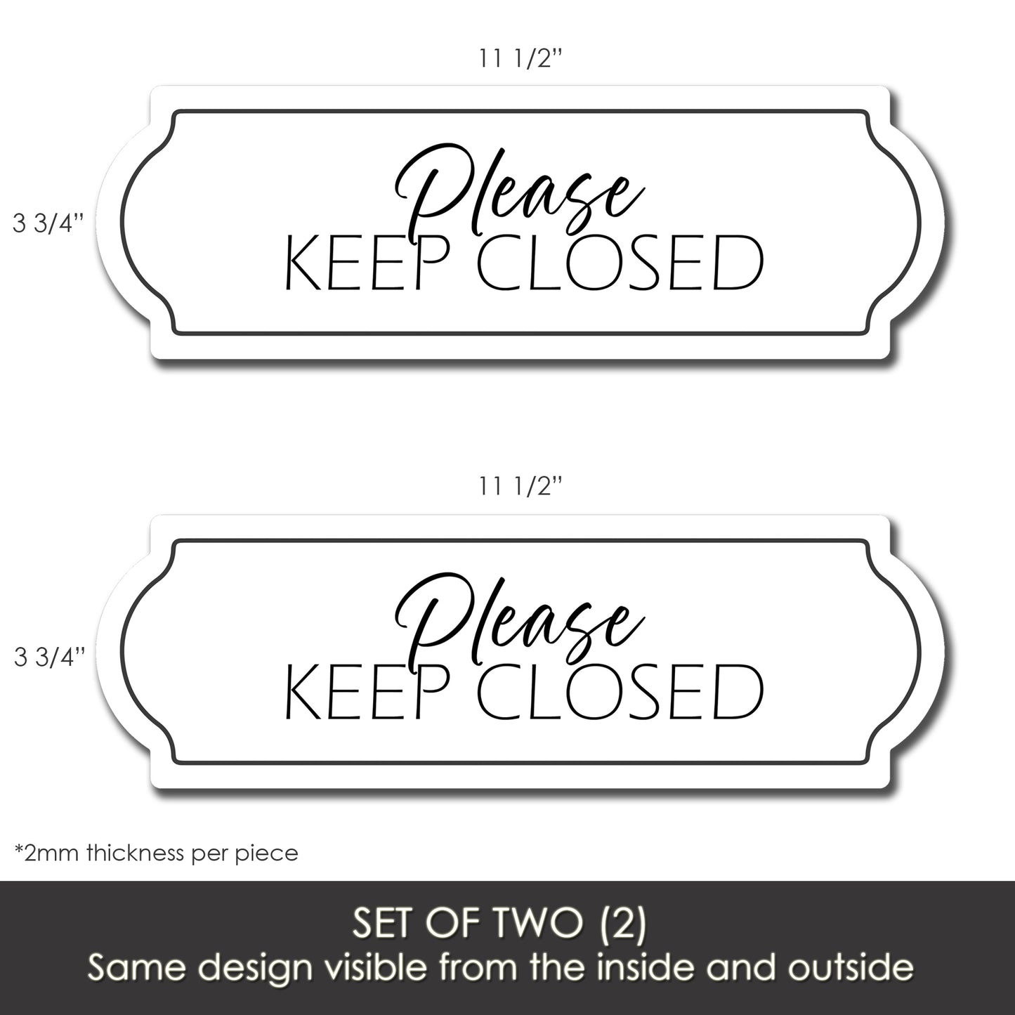 Decorations for Screen Windows & Doors (Set of 2) - Keep Closed in White