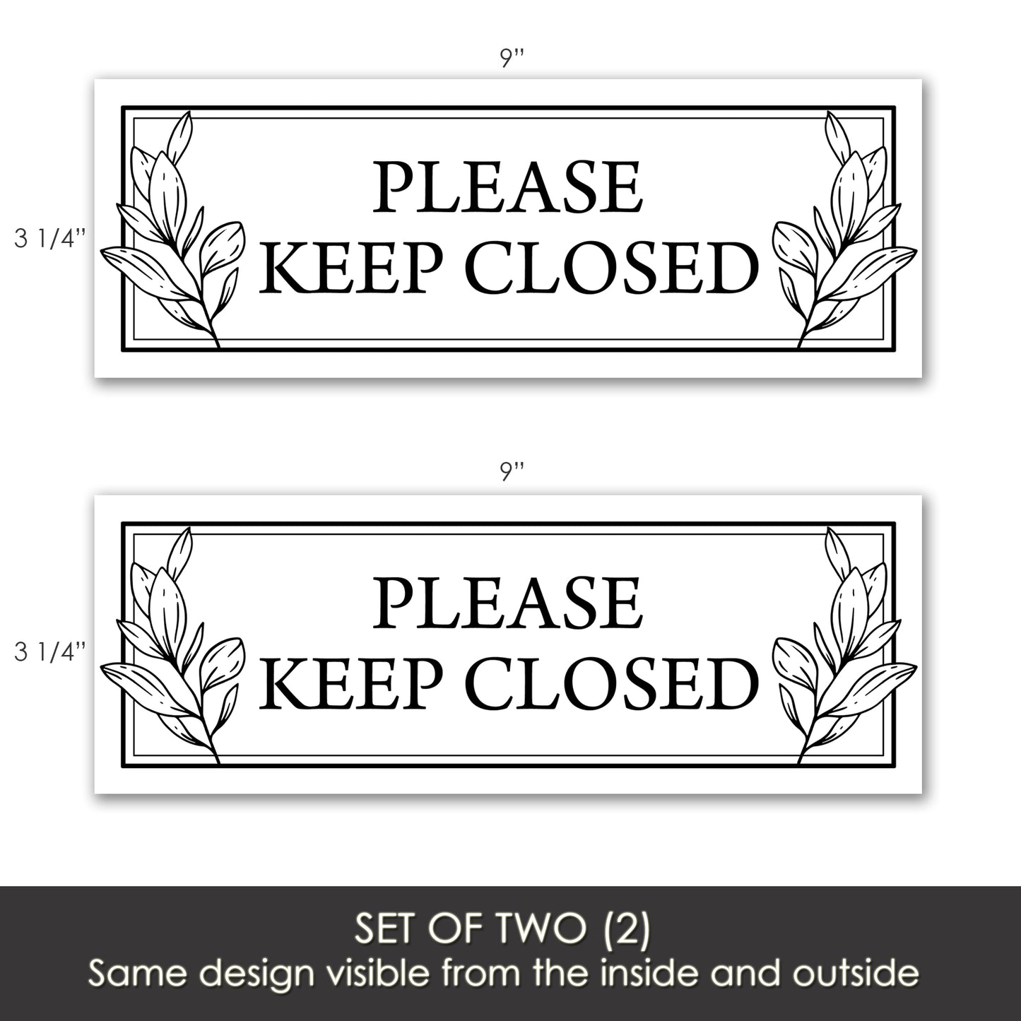 Decorations for Screen Windows & Doors (Set of 2) - (Small) Keep Closed Leaves White