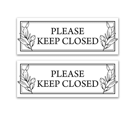 Decorations for Screen Windows & Doors (Set of 2) - (Small) Keep Closed Leaves White