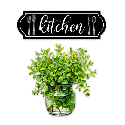 Decorations for Screen Windows & Doors (Set of 4 - Kitchen + (Small) Green Plant