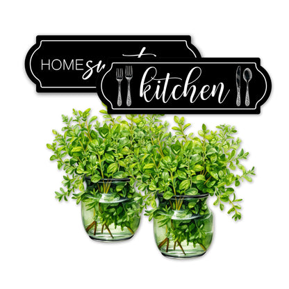 Decorations for Screen Windows & Doors (Set of 4 - Kitchen + (Small) Green Plant