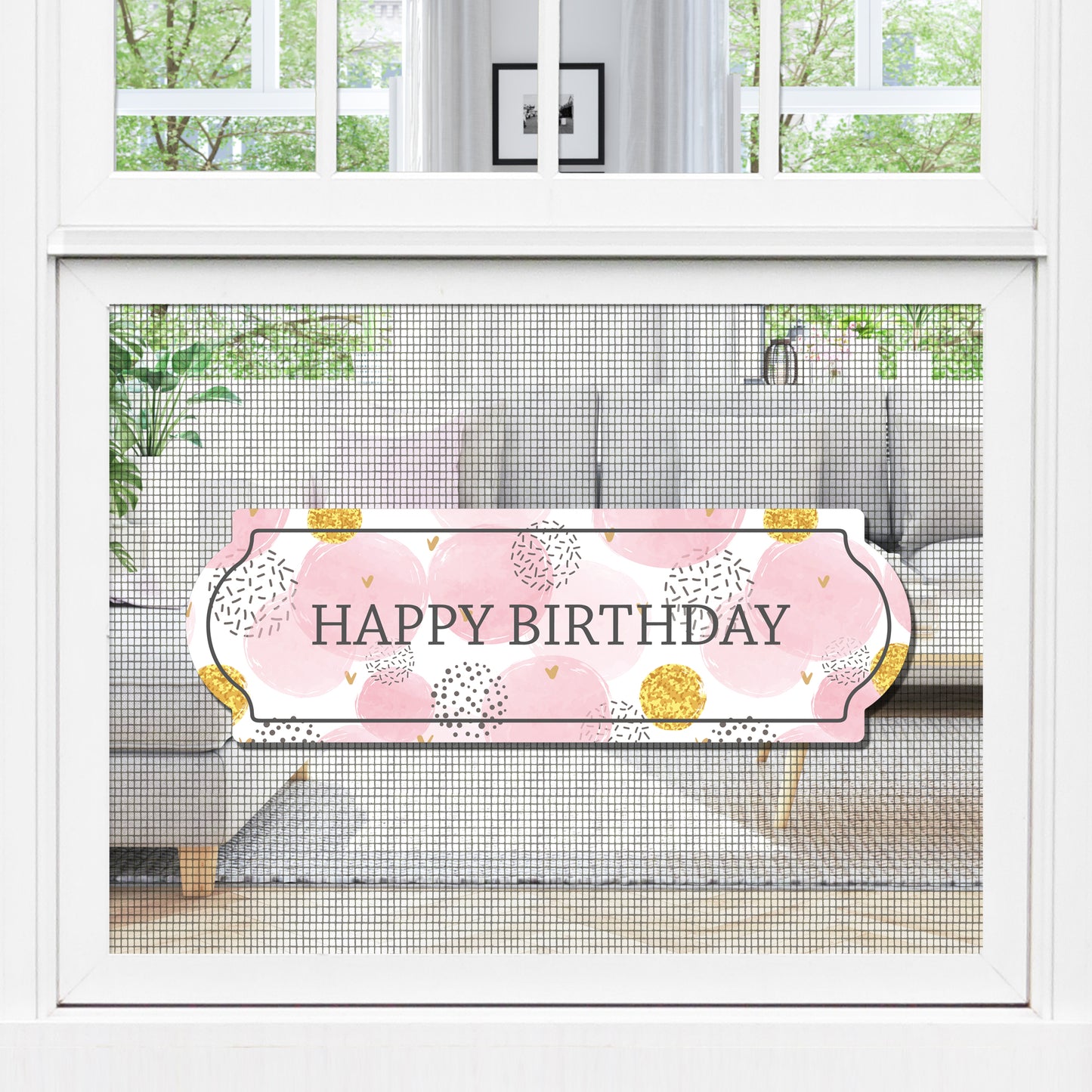 Decorations for Screen Windows & Doors (Set of 2) - Birthday Pink