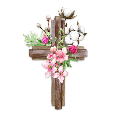 Decorations for Screen Windows & Doors (Set of 2) - Cross Pink Floral