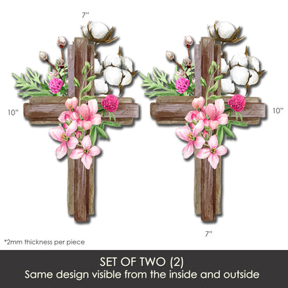 Decorations for Screen Windows & Doors (Set of 2) - Cross Pink Floral