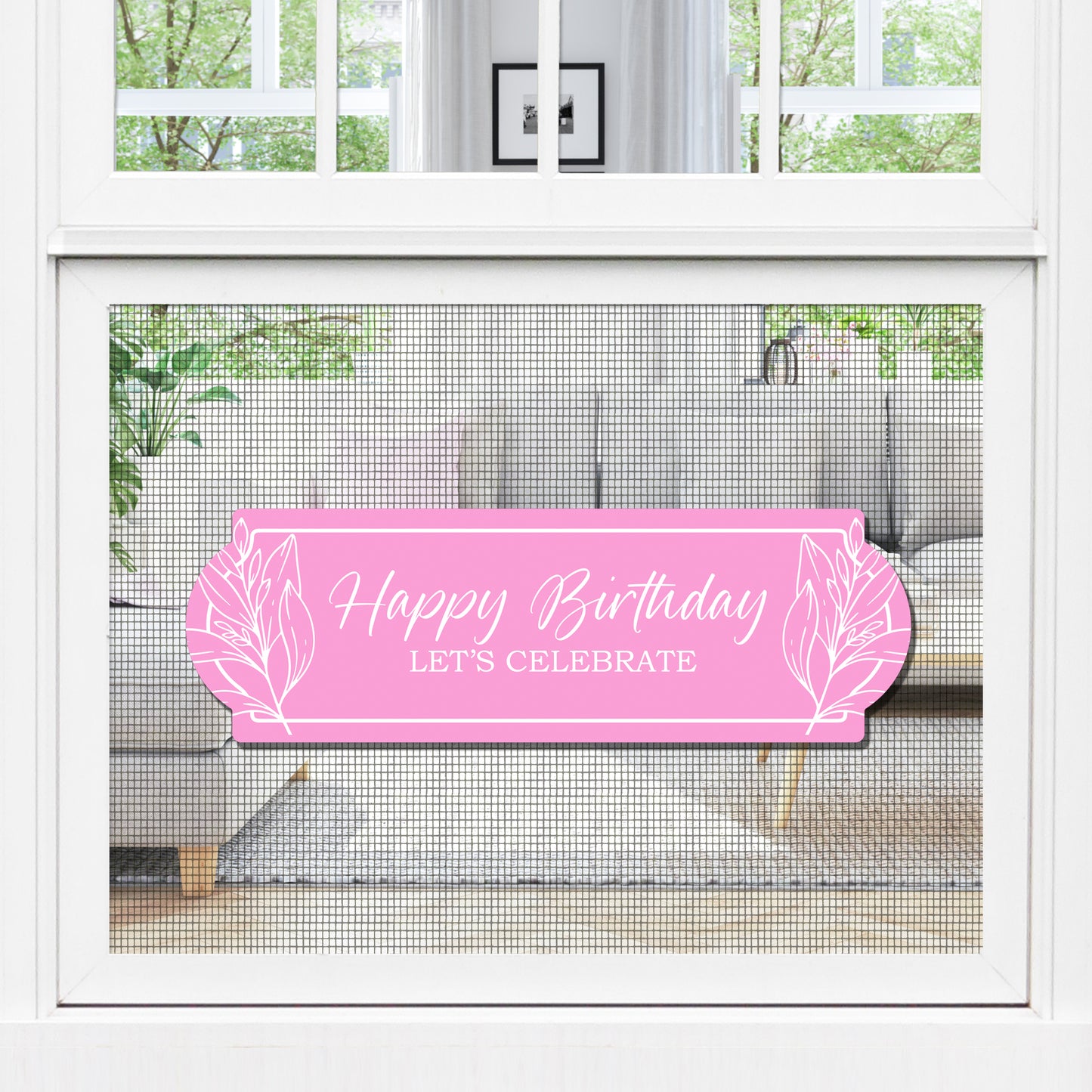 Decorations for Screen Windows & Doors (Set of 2) - Birthday Pink Floral