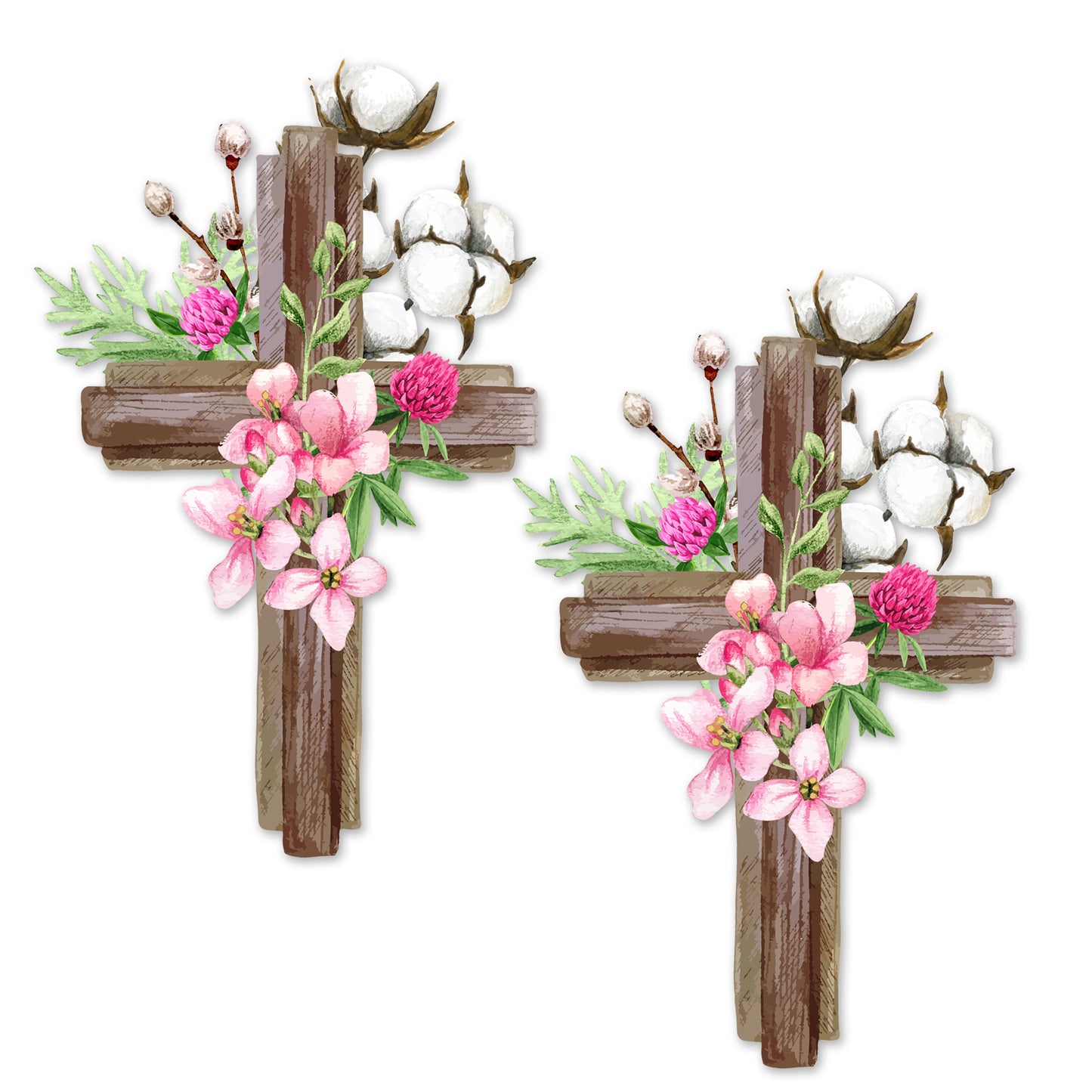 Decorations for Screen Windows & Doors (Set of 2) - Cross Pink Floral