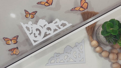 Flexible Screen Door Magnets (Not for Retractable/Glass) - Two-Corner White Flourish (Small)