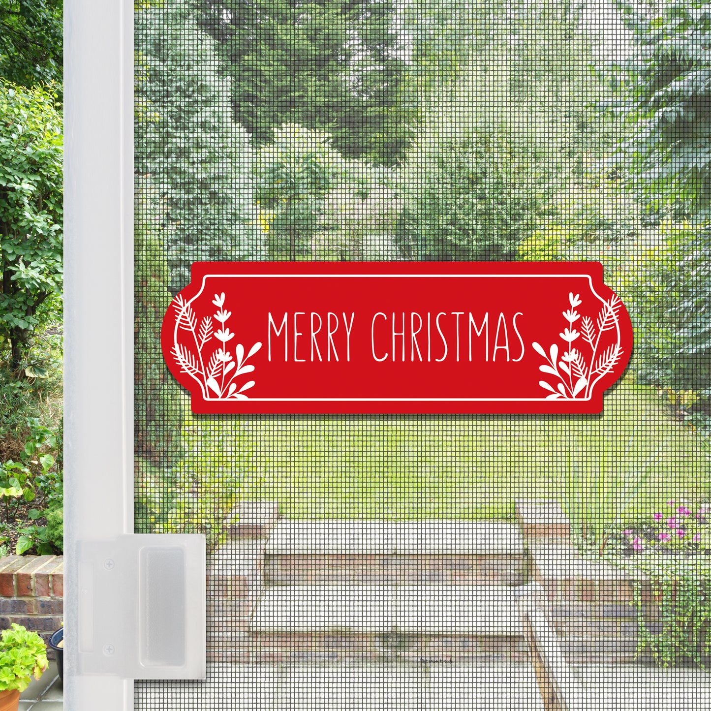 Decorations for Screen Windows & Doors (Set of 2) - Red Christmas