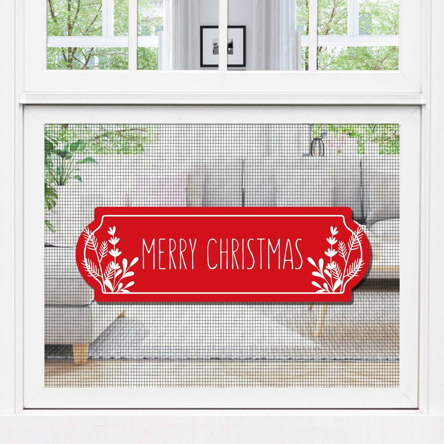 Decorations for Screen Windows & Doors (Set of 2) - Red Christmas