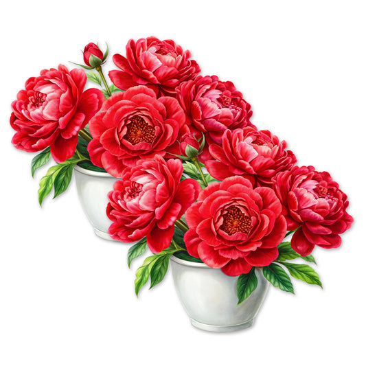 Decorations for Screen Windows & Doors (Set of 2) - (Small) Red Peonies