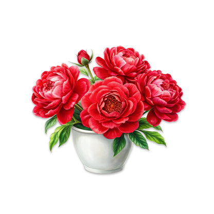 Decorations for Screen Windows & Doors (Set of 2) - (Small) Red Peonies