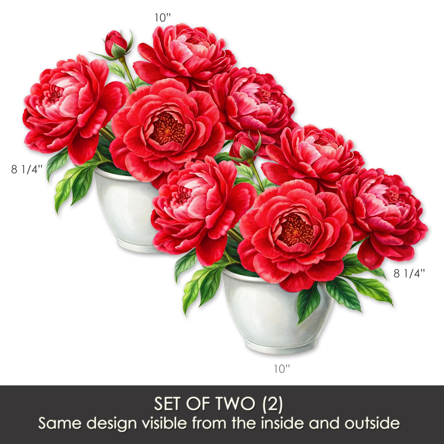 Decorations for Screen Windows & Doors (Set of 2) - (Small) Red Peonies