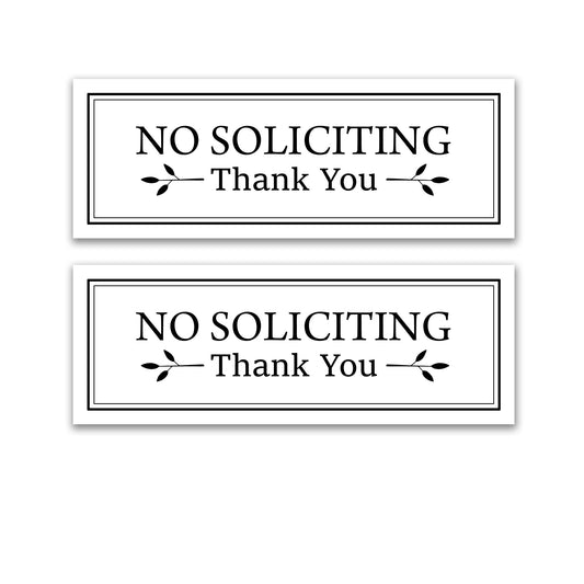 Decorations for Screen Windows & Doors (Set of 2) - (Small) No Soliciting White