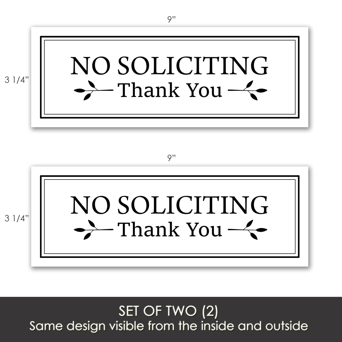 Decorations for Screen Windows & Doors (Set of 2) - (Small) No Soliciting White