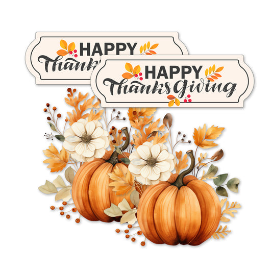 Decorations for Screen Windows & Doors (Set of 4) - Thanksgiving + (Small) Pumpkin