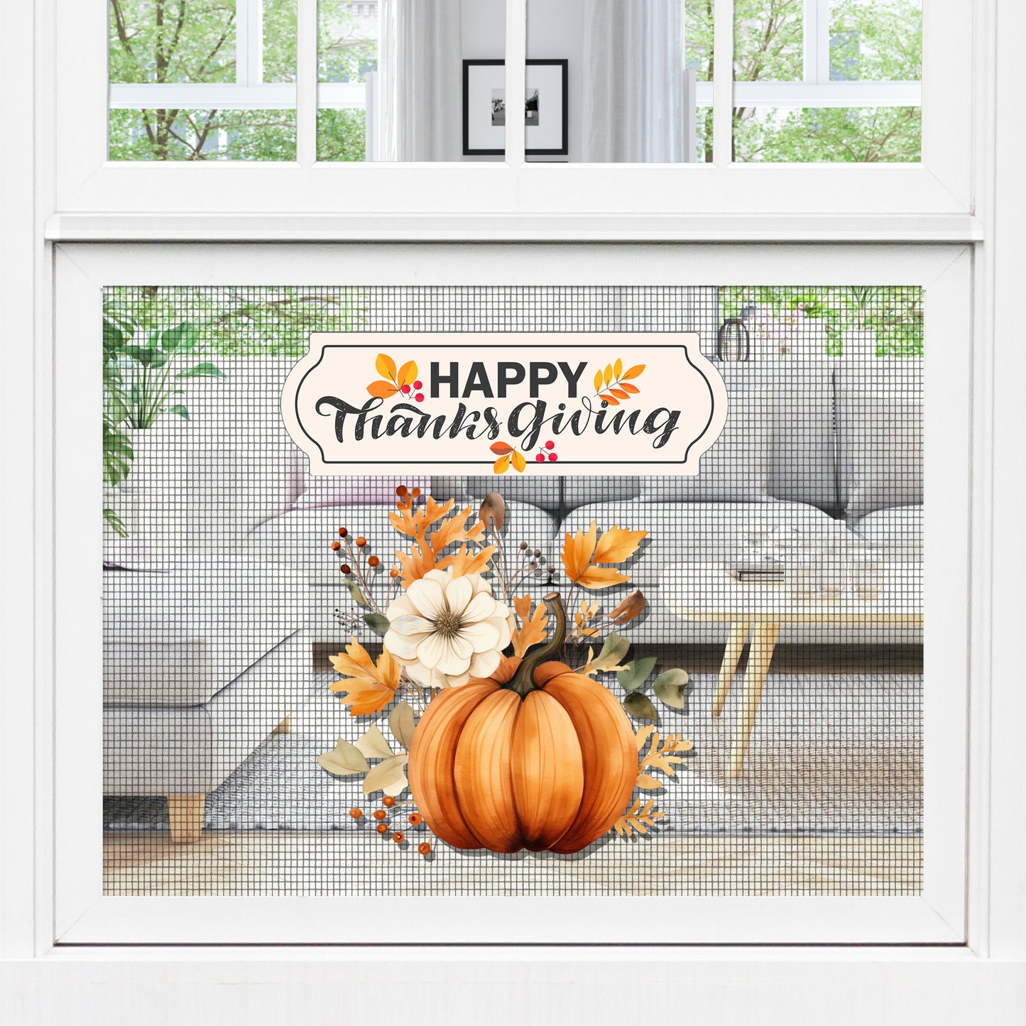 Decorations for Screen Windows & Doors (Set of 4) - Thanksgiving + (Small) Pumpkin