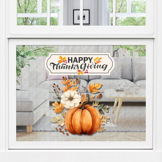 Decorations for Screen Windows & Doors (Set of 4) - Thanksgiving + (Small) Pumpkin