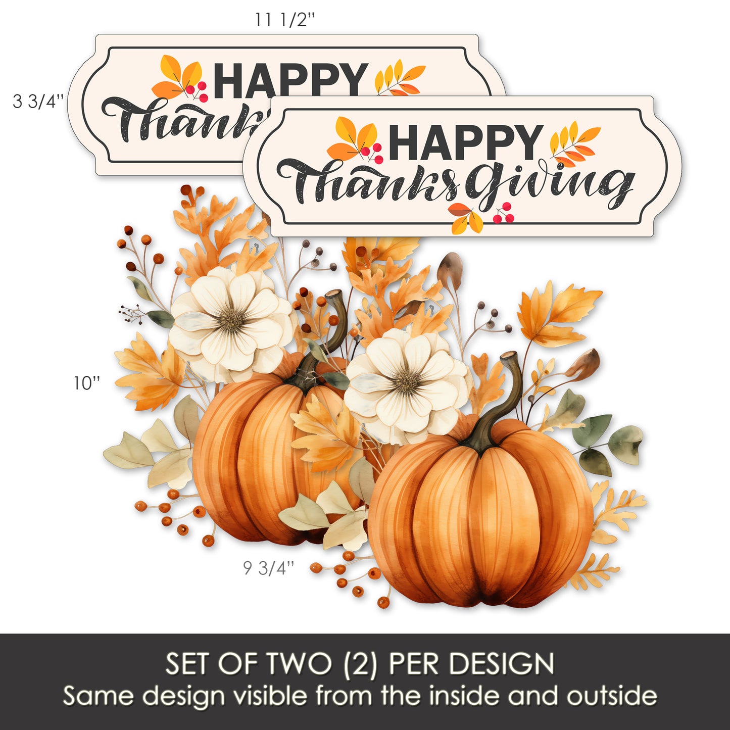 Decorations for Screen Windows & Doors (Set of 4) - Thanksgiving + (Small) Pumpkin