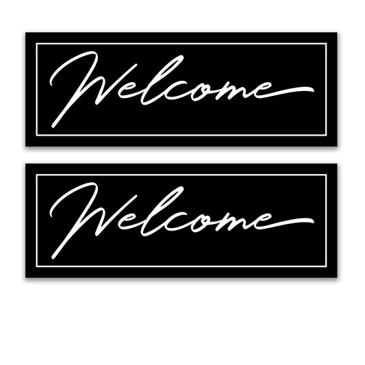 2 Pcs Premium Decals for Glass Doors & Windows (Double-Sided for Glass Only) - Welcome in Black