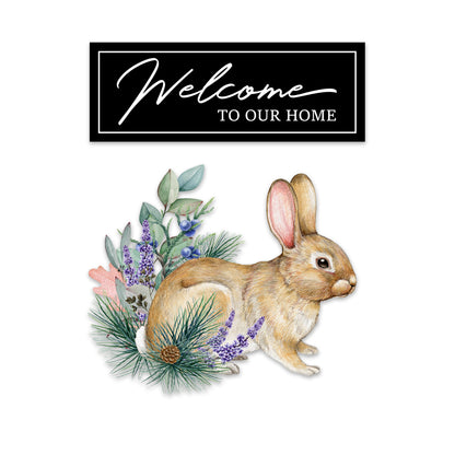 Decorations for Screen Windows & Doors (Set of 4) - Welcome to Our Home + Vintage Rabbit