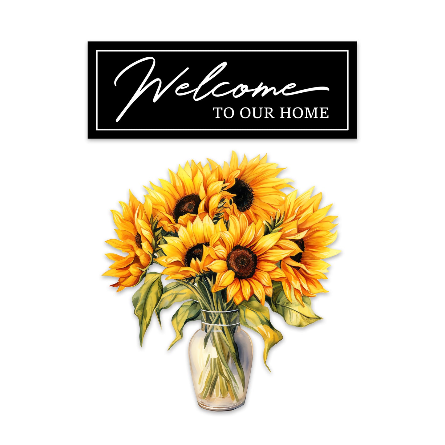 Decorations for Screen Windows & Doors (Set of 4) - Welcome to Our Home + (Small) Sunflowers