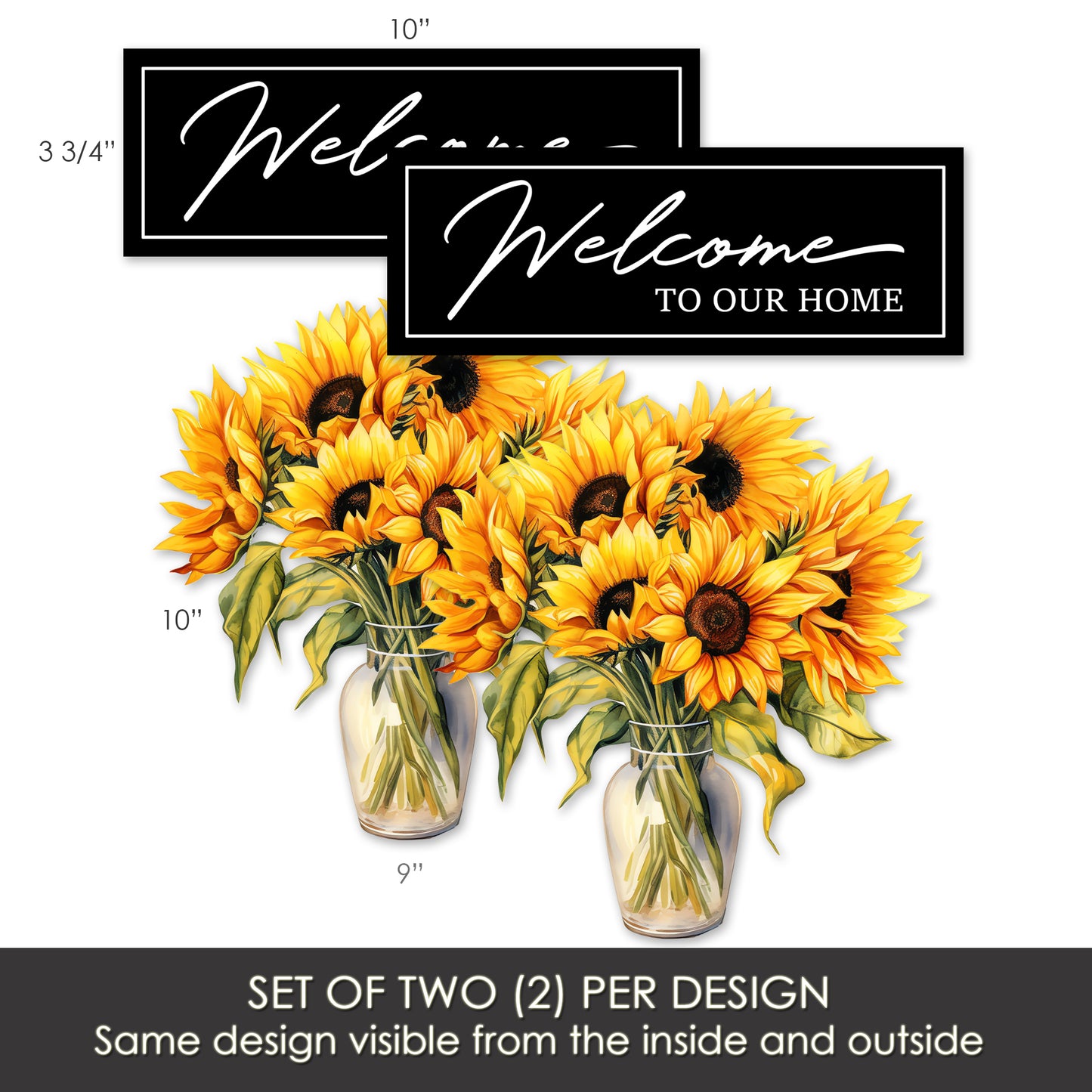 Decorations for Screen Windows & Doors (Set of 4) - Welcome to Our Home + (Small) Sunflowers