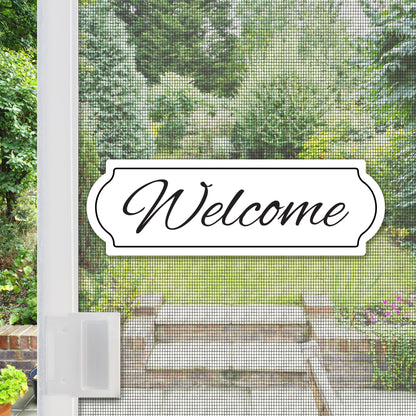 Flexible Screen Door Magnets (Not for Retractable/Glass) - Welcome Script White