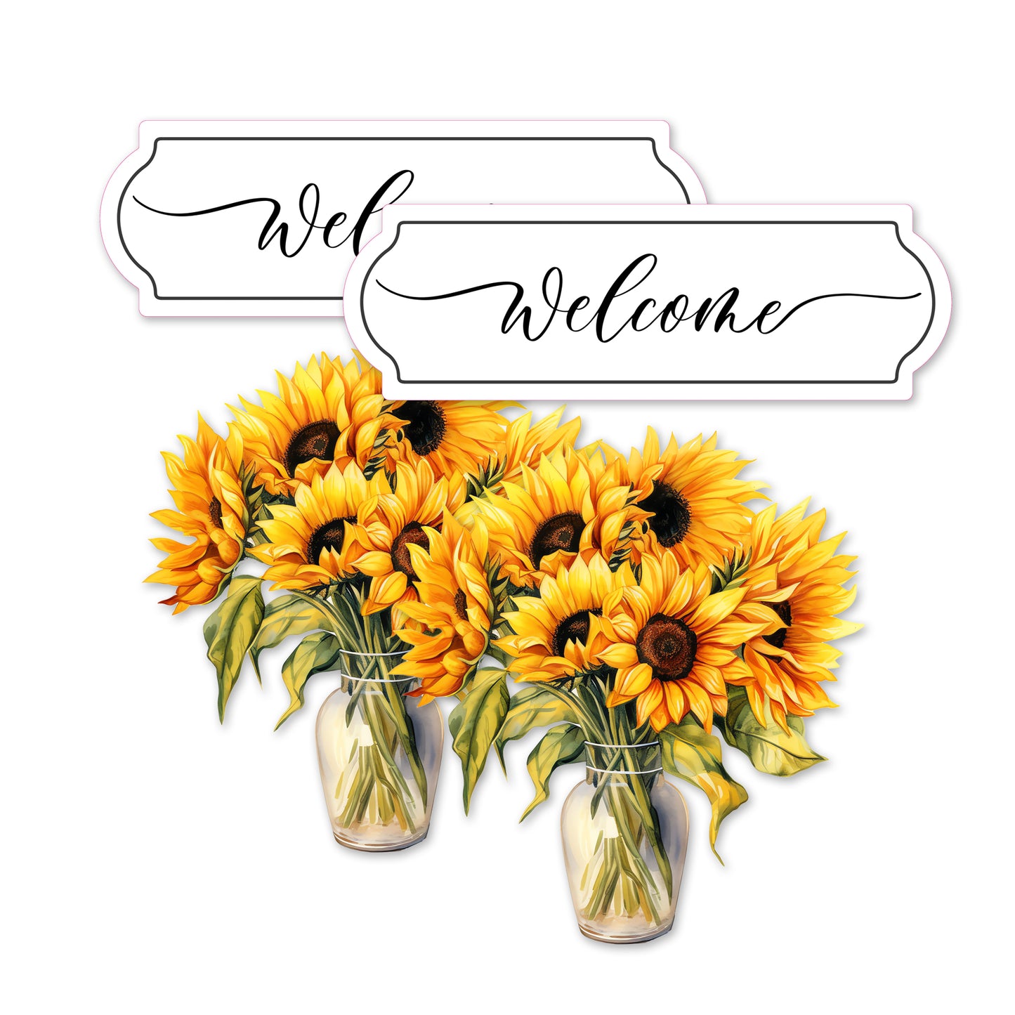 Decorations for Screen Windows & Doors (Set of 4) - Welcome + (Small) Sunflowers