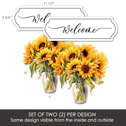 Decorations for Screen Windows & Doors (Set of 4) - Welcome + (Small) Sunflowers