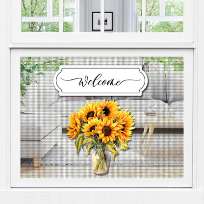 Decorations for Screen Windows & Doors (Set of 4) - Welcome + (Small) Sunflowers