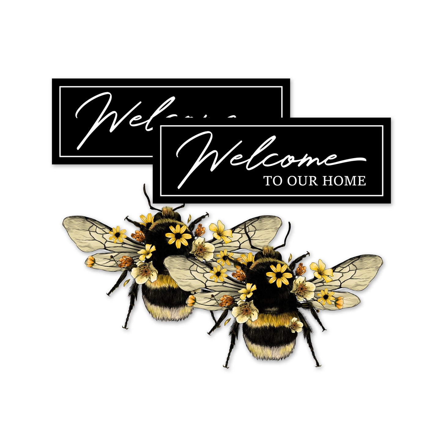 Decorations for Screen Windows & Doors (Set of 4) - Welcome to Our Home + (Small) Bumblebee