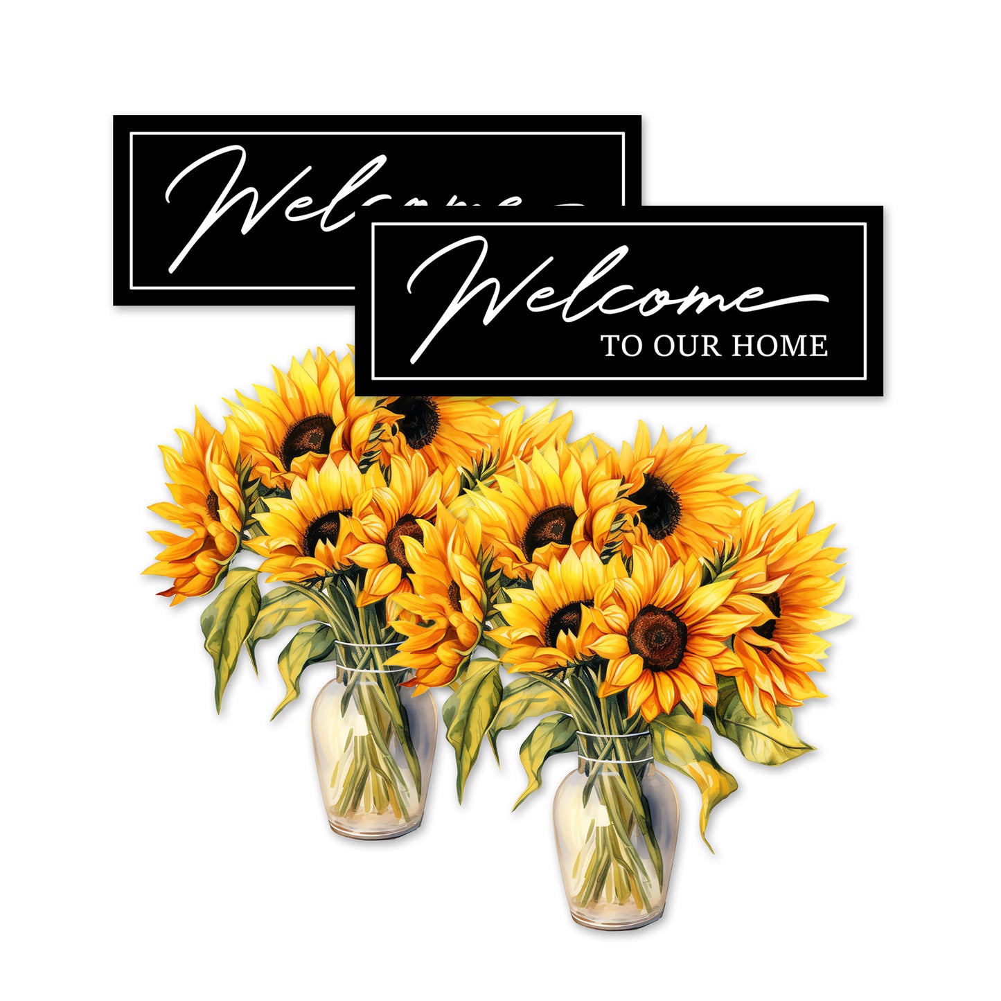 Decorations for Screen Windows & Doors (Set of 4) - Welcome to Our Home + (Small) Sunflowers